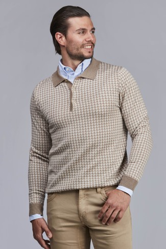 MERINO HOUNDSTOOTH POLO KNIT MERINO HOUNDSTOOTH POLO KNIT