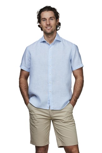 LINEN STRIPE SHORT SLEEVE SHIRT