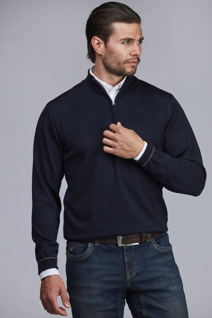 HALFZIP PLAIN MERINO KNIT