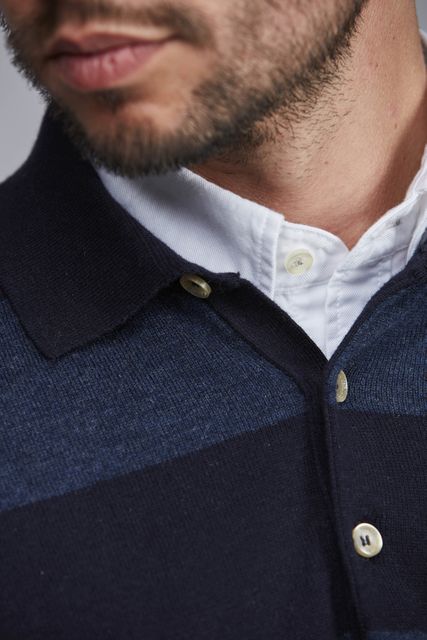 POLO COLLAR STRIPE KNIT