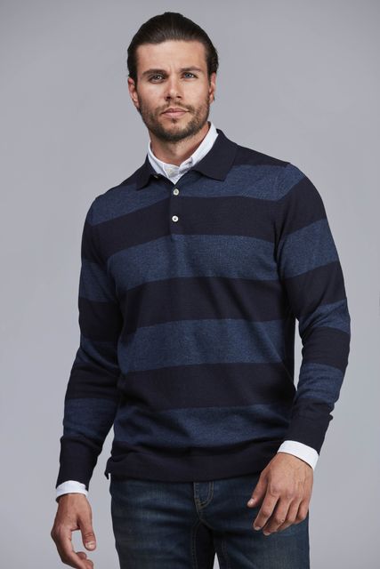 POLO COLLAR STRIPE KNIT