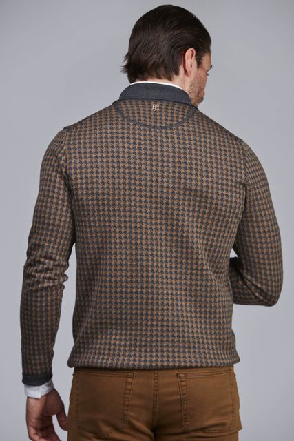 MERINO HOUNDSTOOTH POLO KNIT