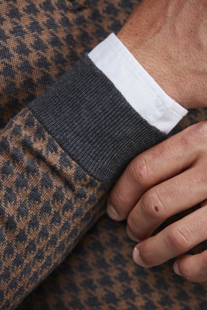 MERINO HOUNDSTOOTH POLO KNIT