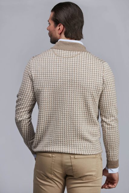 MERINO HOUNDSTOOTH POLO KNIT