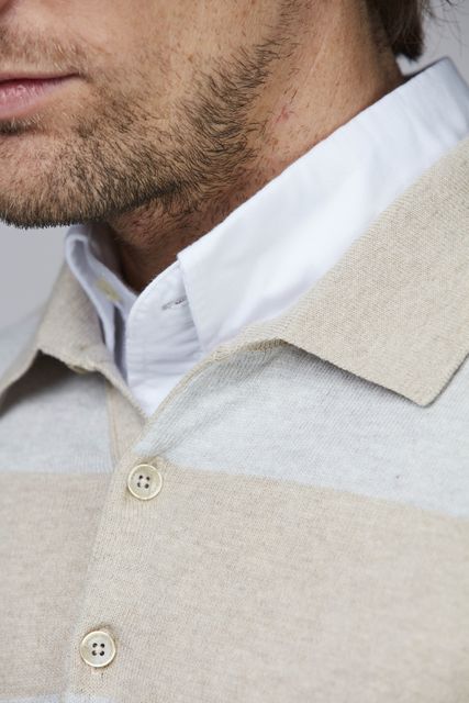POLO COLLAR BLOCK STRIPE KNIT POLO COLLAR BLOCK STRIPE KNIT