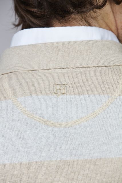 POLO COLLAR BLOCK STRIPE KNIT POLO COLLAR BLOCK STRIPE KNIT