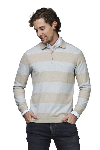 POLO COLLAR BLOCK STRIPE KNIT POLO COLLAR BLOCK STRIPE KNIT