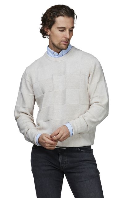 FLAXEN SOLID CHECK KNIT