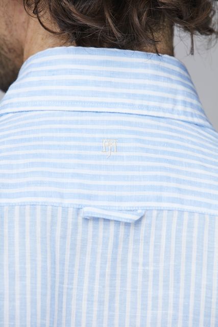 LINEN STRIPE SHORT SLEEVE SHIRT LINEN STRIPE SHORT SLEEVE SHIRT