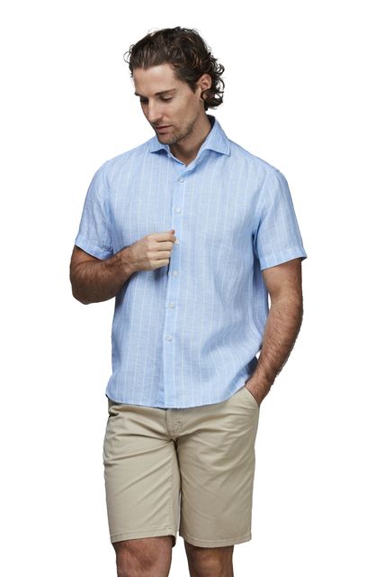 LINEN STRIPE SHORT SLEEVE SHIRT LINEN STRIPE SHORT SLEEVE SHIRT
