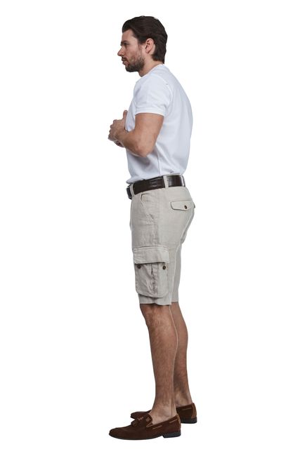WASHED LINEN CARGO SHORTS