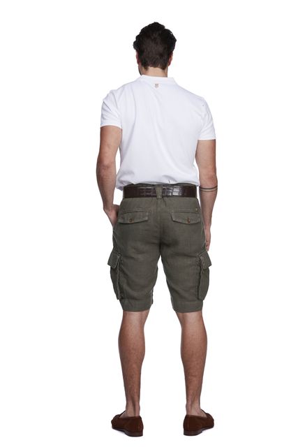 WASHED LINEN CARGO SHORTS