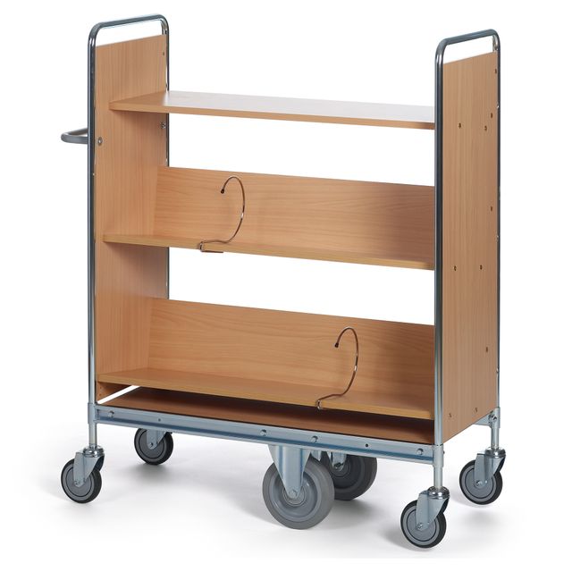 Filing trolley 2 shelves and support wheel system