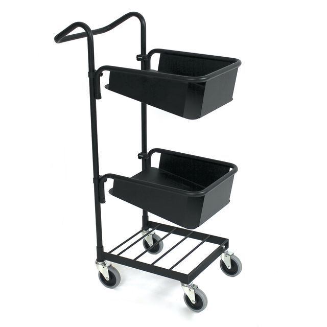Black mini trolley with two file shelves
