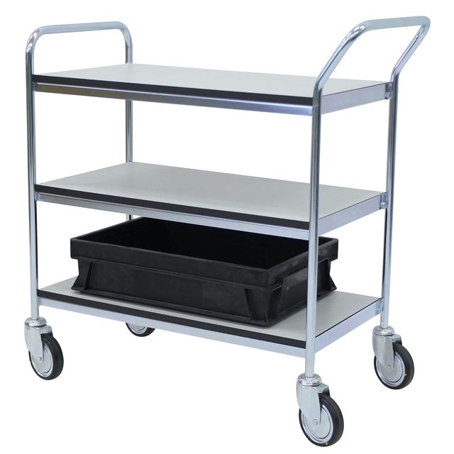ESD Servierwagen 1 Fahrhandgriff + Stirnseite 3 Etagen