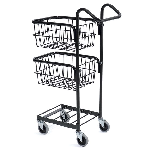 Black mini trolley with two baskets