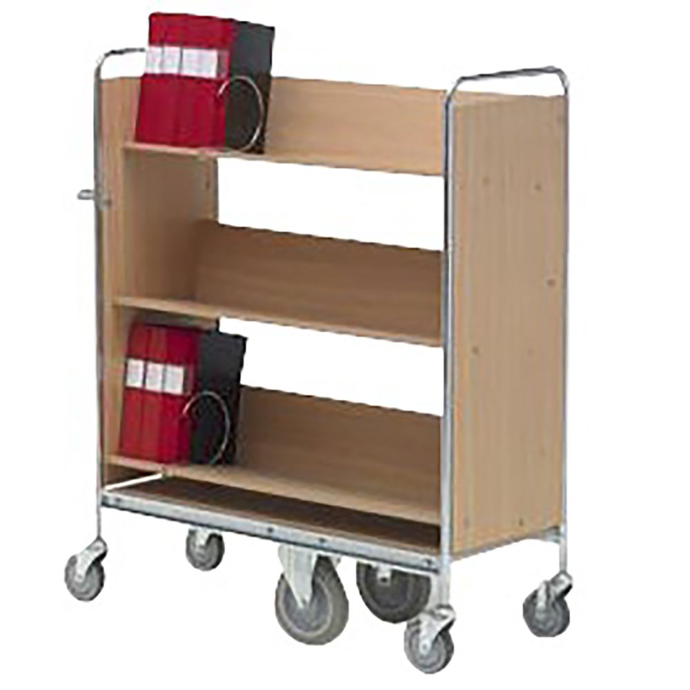 Filing trolley 3 shelves and support wheel system