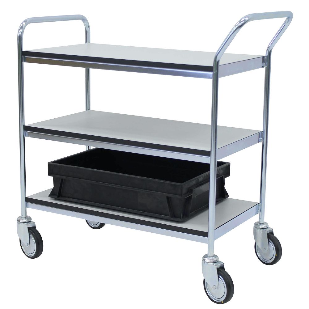 ESD table trolley with 1 handle + end 3 shelves