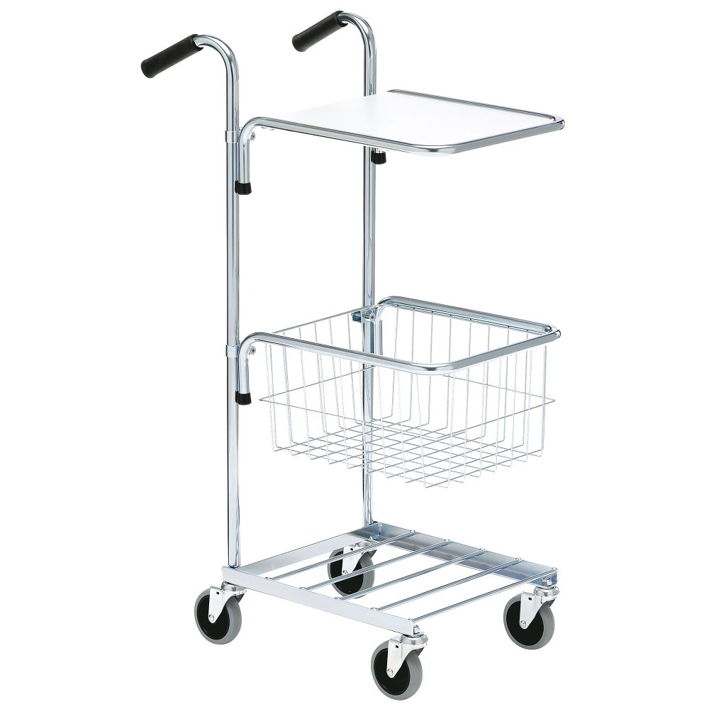 Mini trolley with shelf and basket