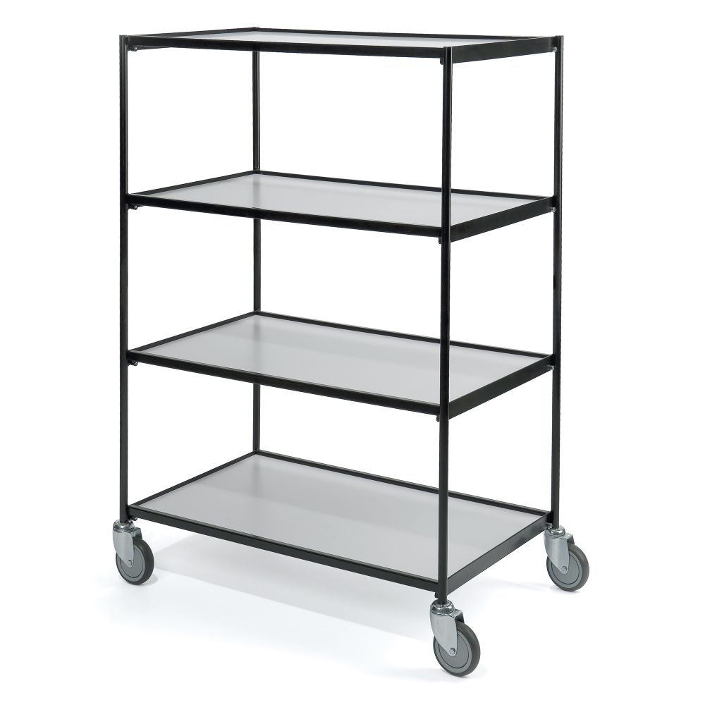 Shelf trolley black 4 shelves