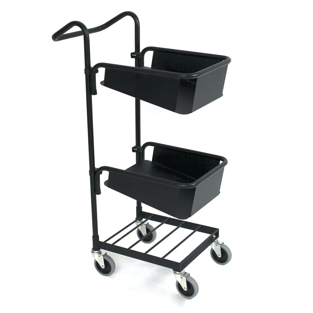 Black mini trolley with two file shelves Black mini trolley with two file shelves