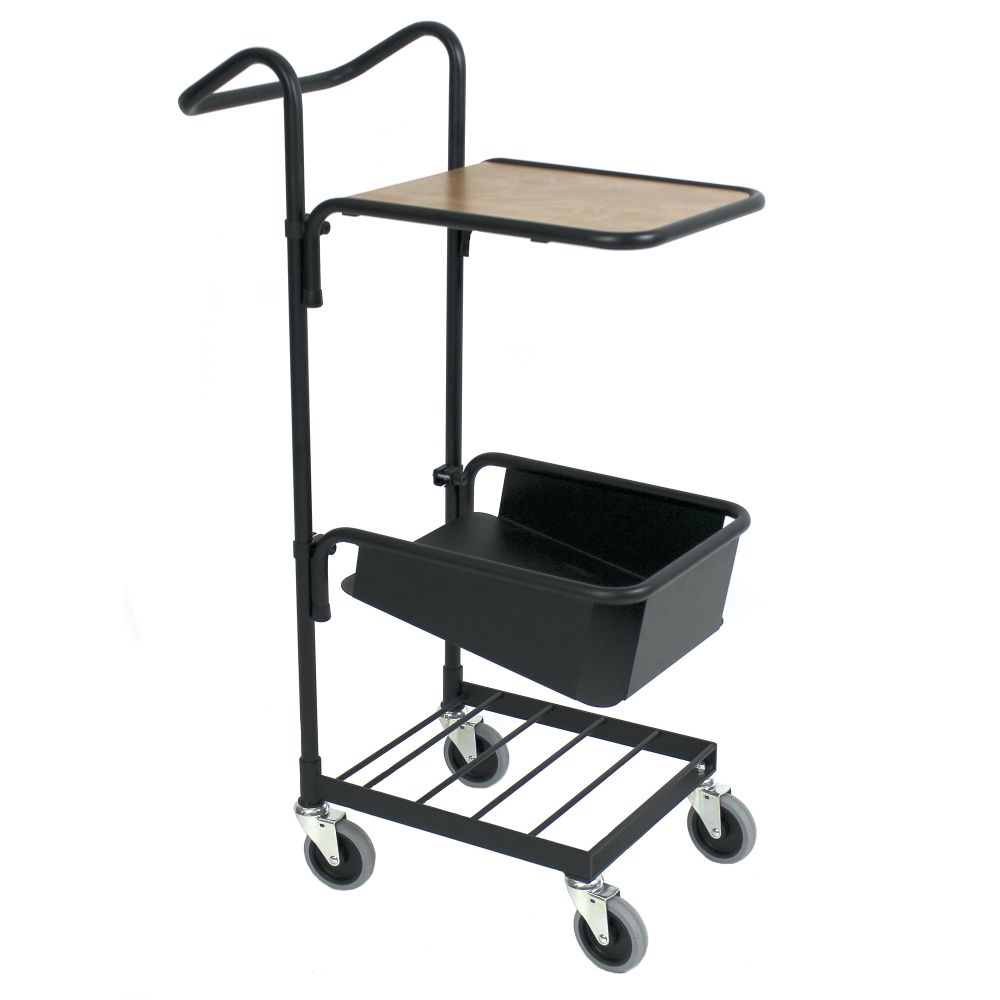 Black mini trolley with shelf and file shelf