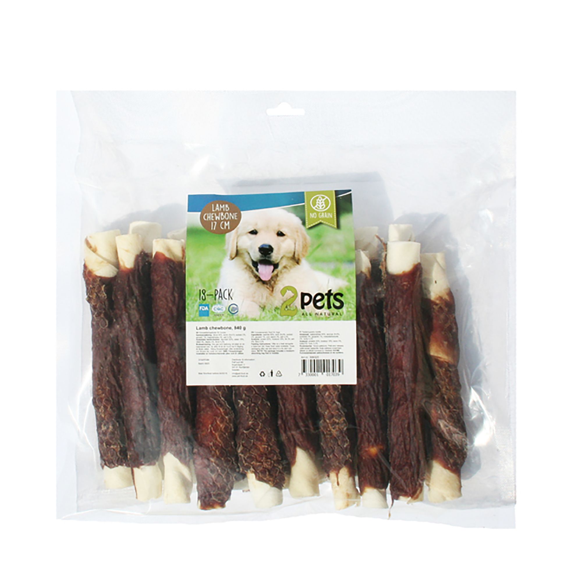 2Pets tuggpinne m lammkött 17cm 18-pack