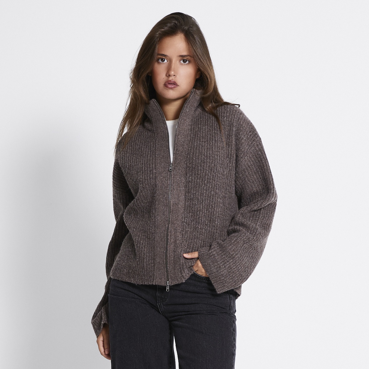 Zip knit cardigan