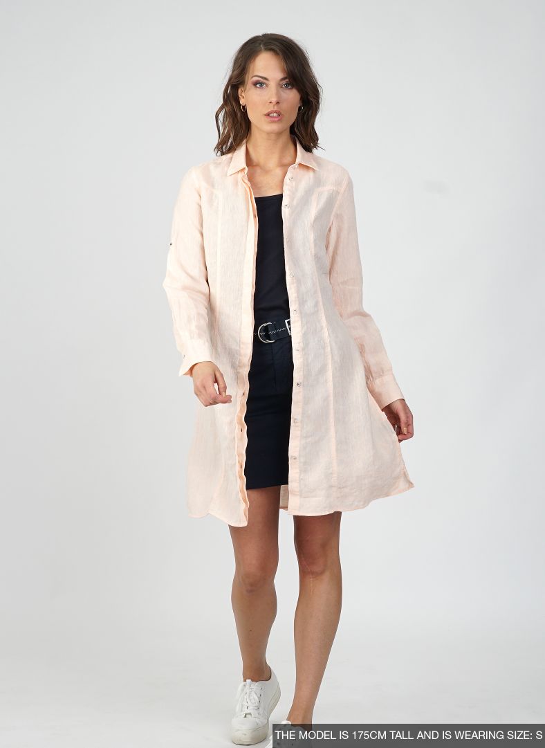 W Linen Flare Long Shirt W Linen Flare Long Shirt