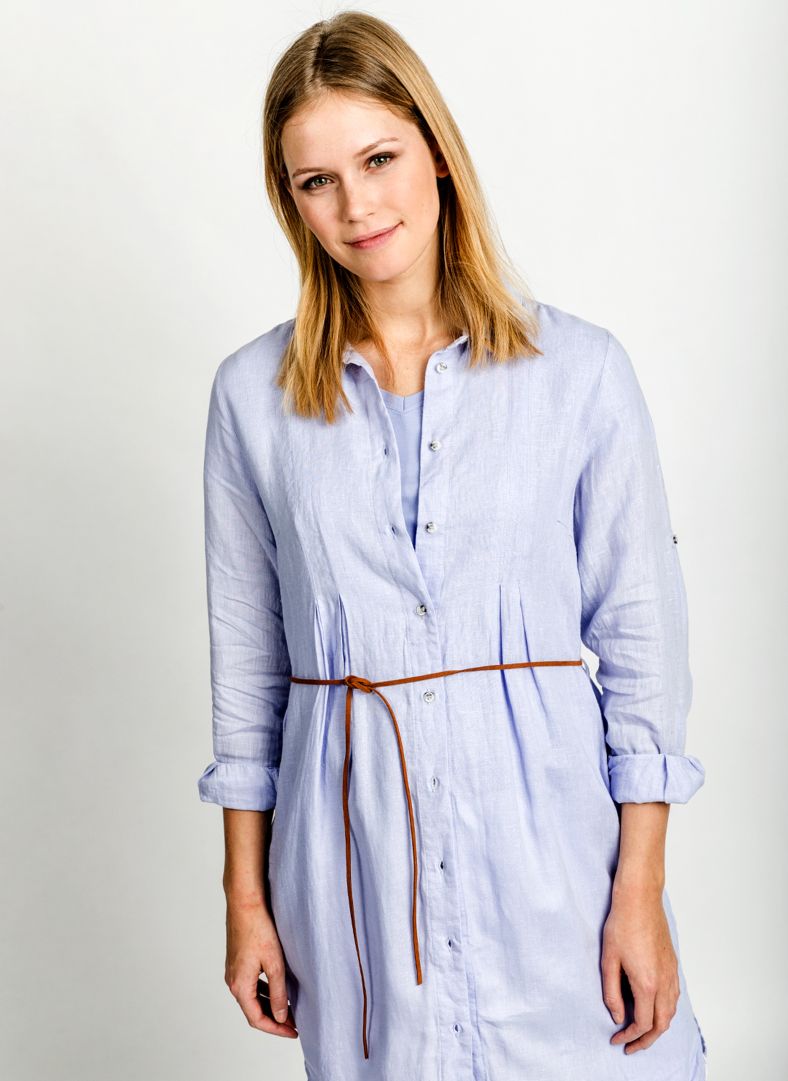 W Linen Pleat Shirt Dress W Linen Pleat Shirt Dress