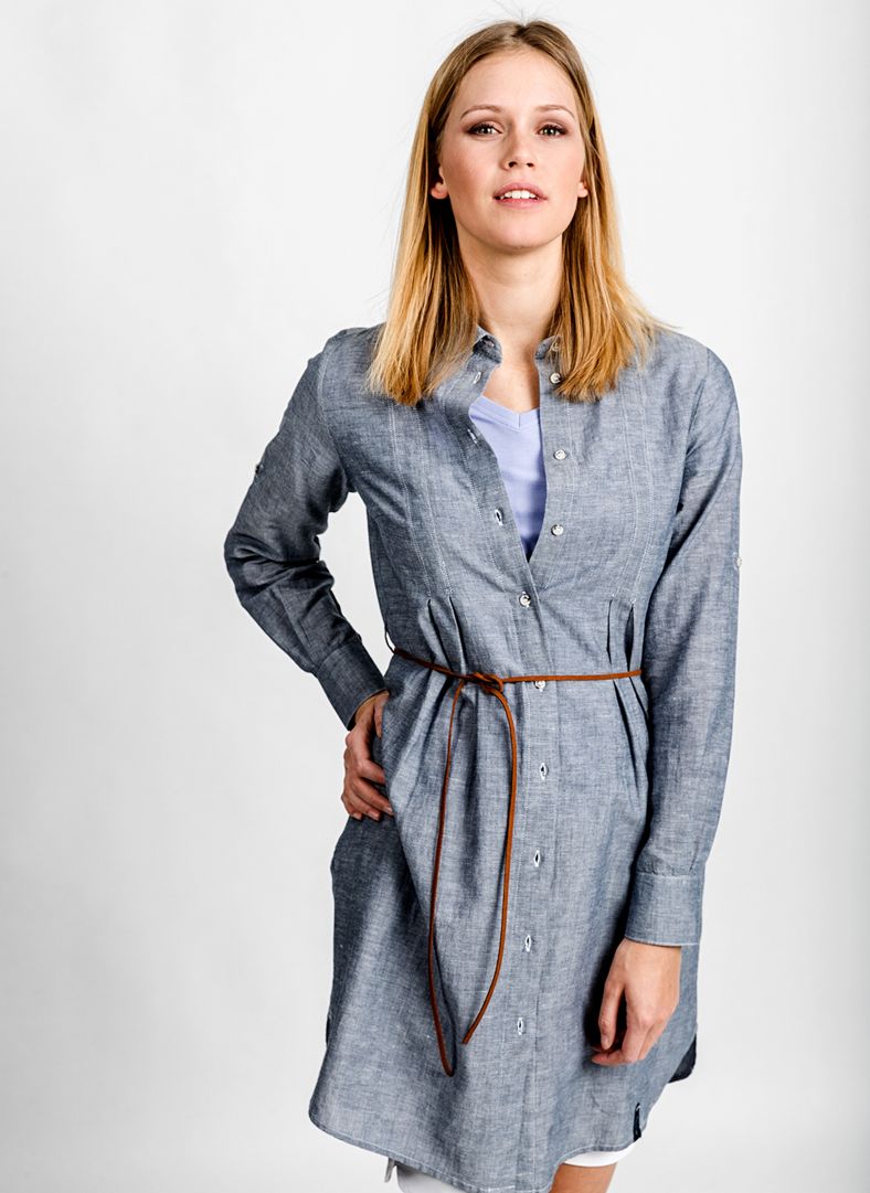 W Linen Pleat Shirt Dress W Linen Pleat Shirt Dress