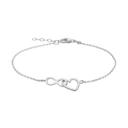 Armband i äkta silver med evighetstecken och hjärta