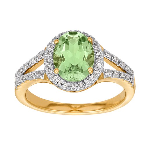 Diamantring i 18K guld med peridot