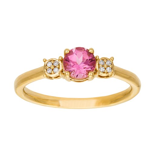 Diamantring i 18K guld med en rosa turmalin