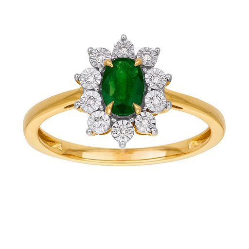 Diamantring i 18K guld med en smaragd Diamantring i 18K guld med en smaragd
