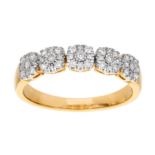 Diamantring i 18K guld med flera diamanter