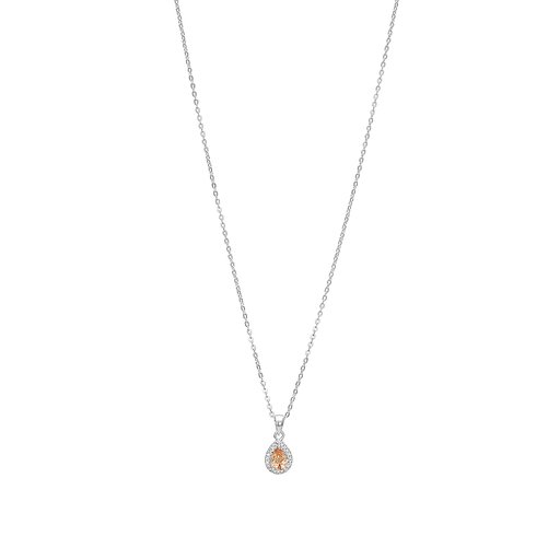 Halsband i äkta silver med gul droppe