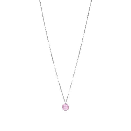 Halsband i äkta silver med en rosa sten