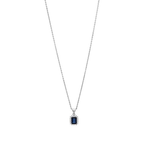 Halsband i äkta silver med blå kubisk zirkonia