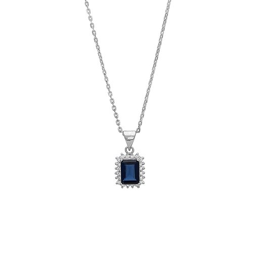 Halsband i äkta silver med blå kubisk zirkonia