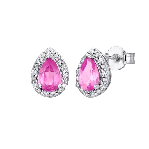 Örhängen i äkta silver med rosa droppe