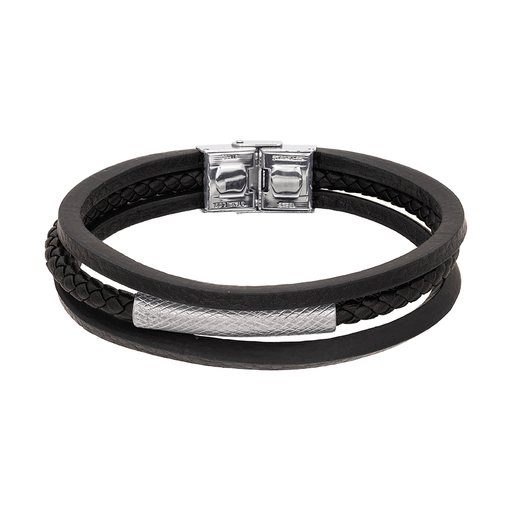 Armband i stål och läder