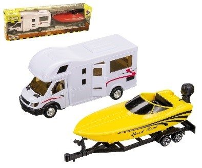 Leksak husbil med båt och släp