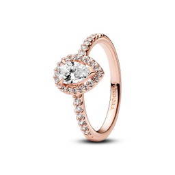 Roséförgylld ring med droppformad sten