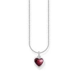 Halsband i äkta silver med rött hjärta