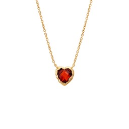 Halsband i äkta silver med rött hjärta