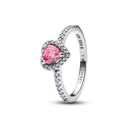 Ring i äkta silver med rosa hjärta