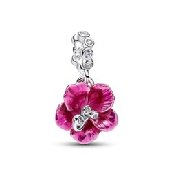 Berlock i äkta silver med en rosa hibiskus Berlock i äkta silver med en rosa hibiskus