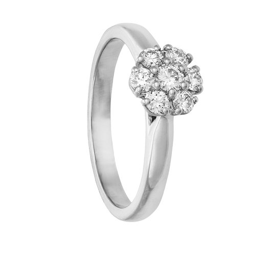 Diamantring i 18K guld - Blomma