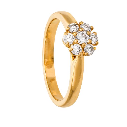 Diamantring i 18K guld - Blomma